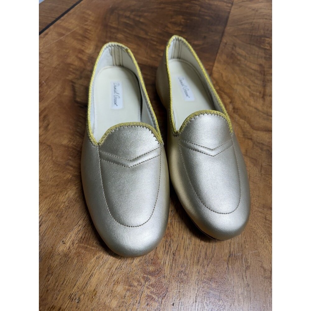 DANIEL GREEN Women’s 9.5 N Meg Gold Leather Slip on House Slippers‎